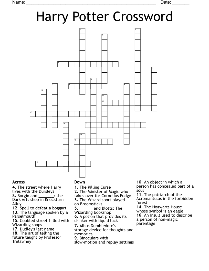 Harry Potter Crossword