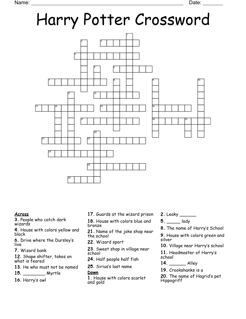 Harry Potter Crossword