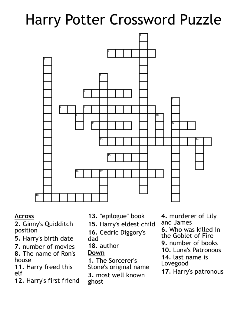 Harry Potter Crossword Puzzle