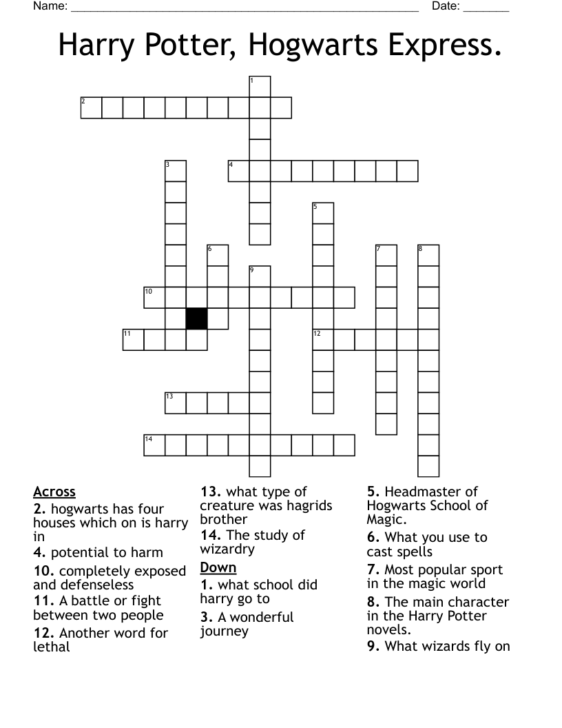 Harry Potter, Hogwarts Express. Crossword