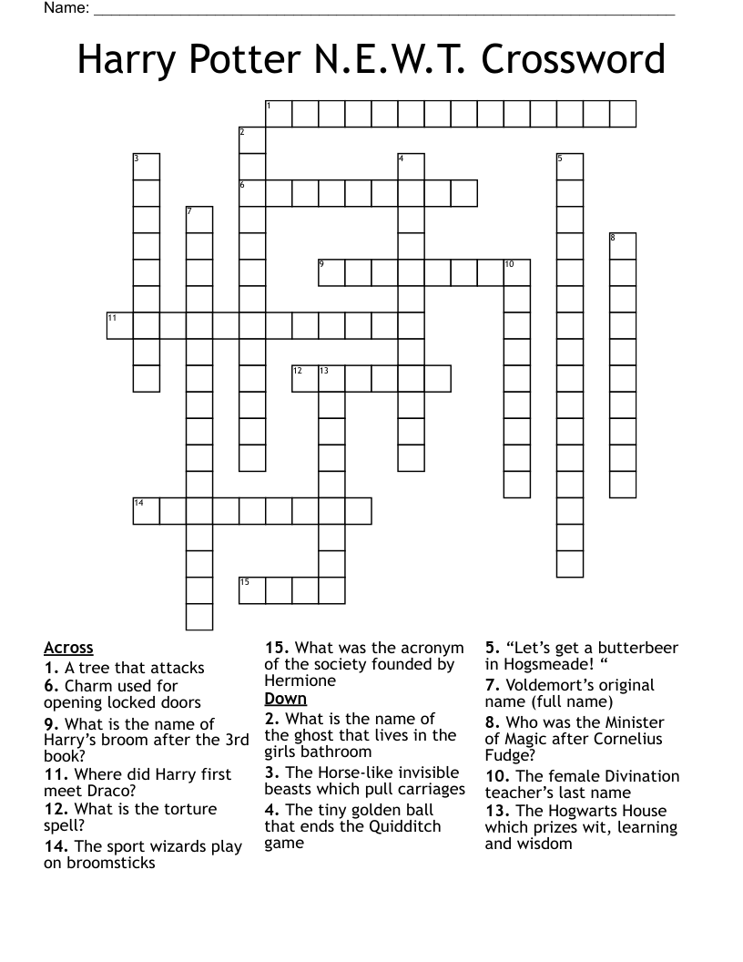 Harry Potter N.E.W.T. Crossword