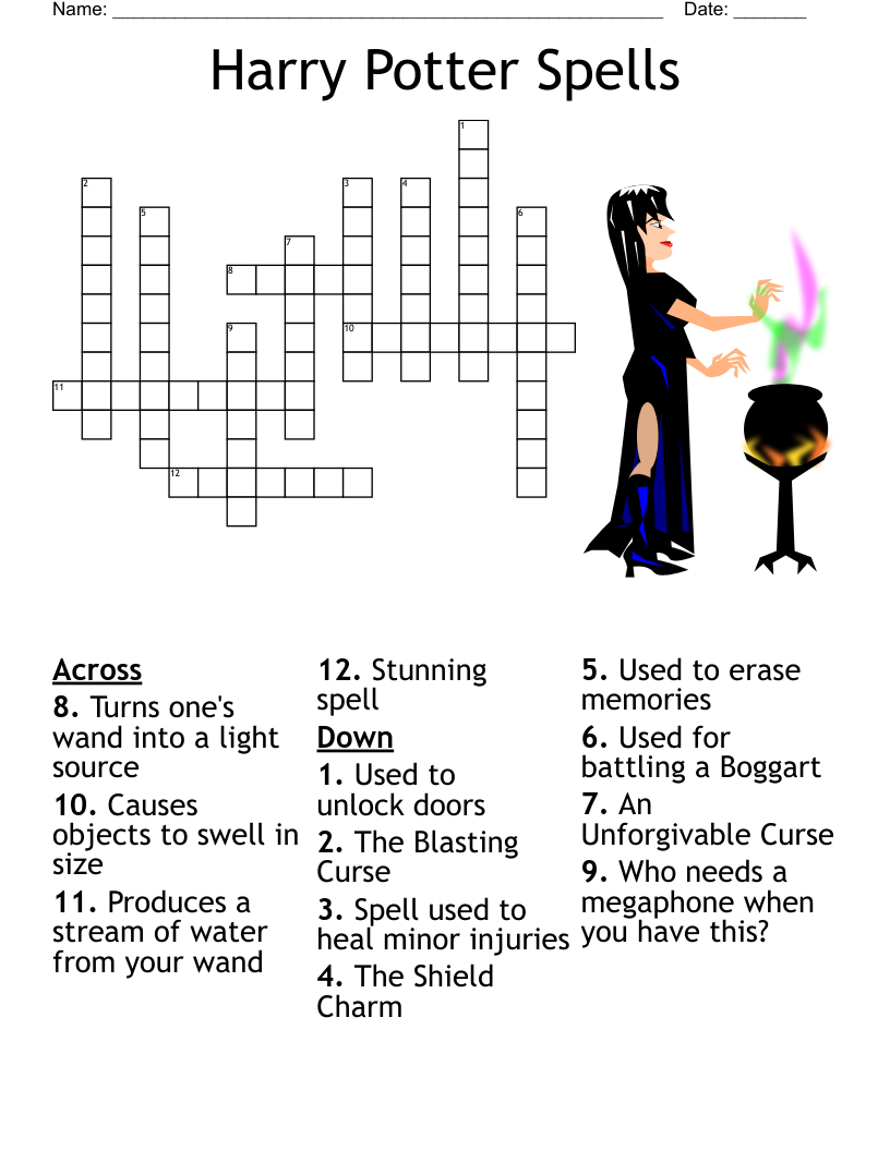 Harry Potter Spells Crossword