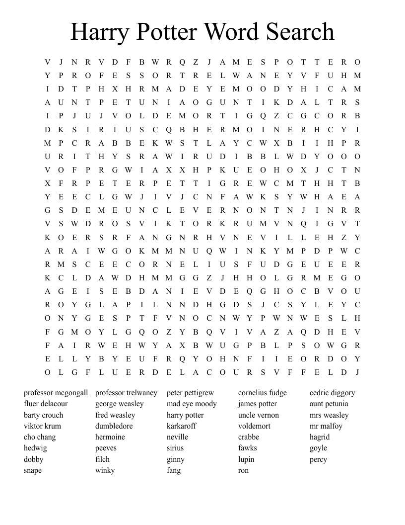 Harry Potter Word Search
