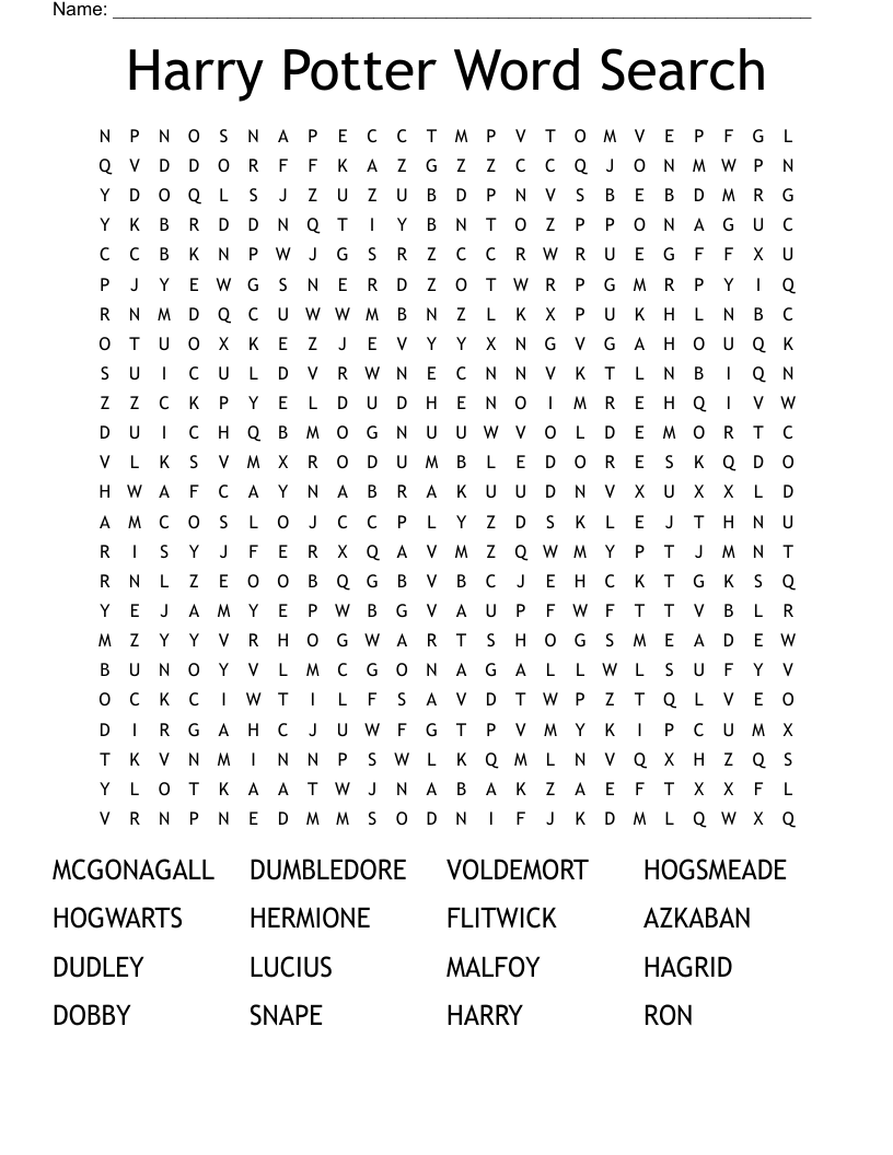 Harry Potter Word Search