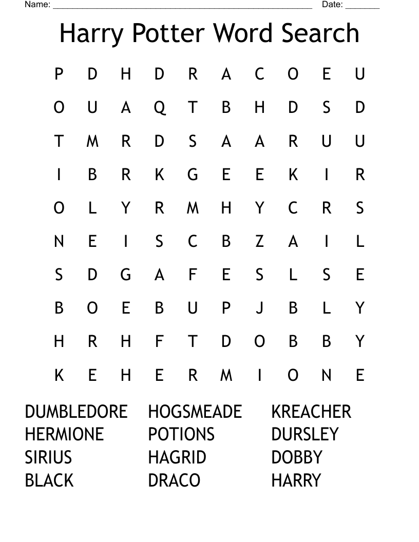 Harry Potter Word Search