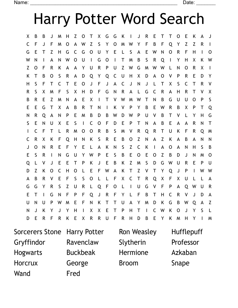 Harry Potter Word Search