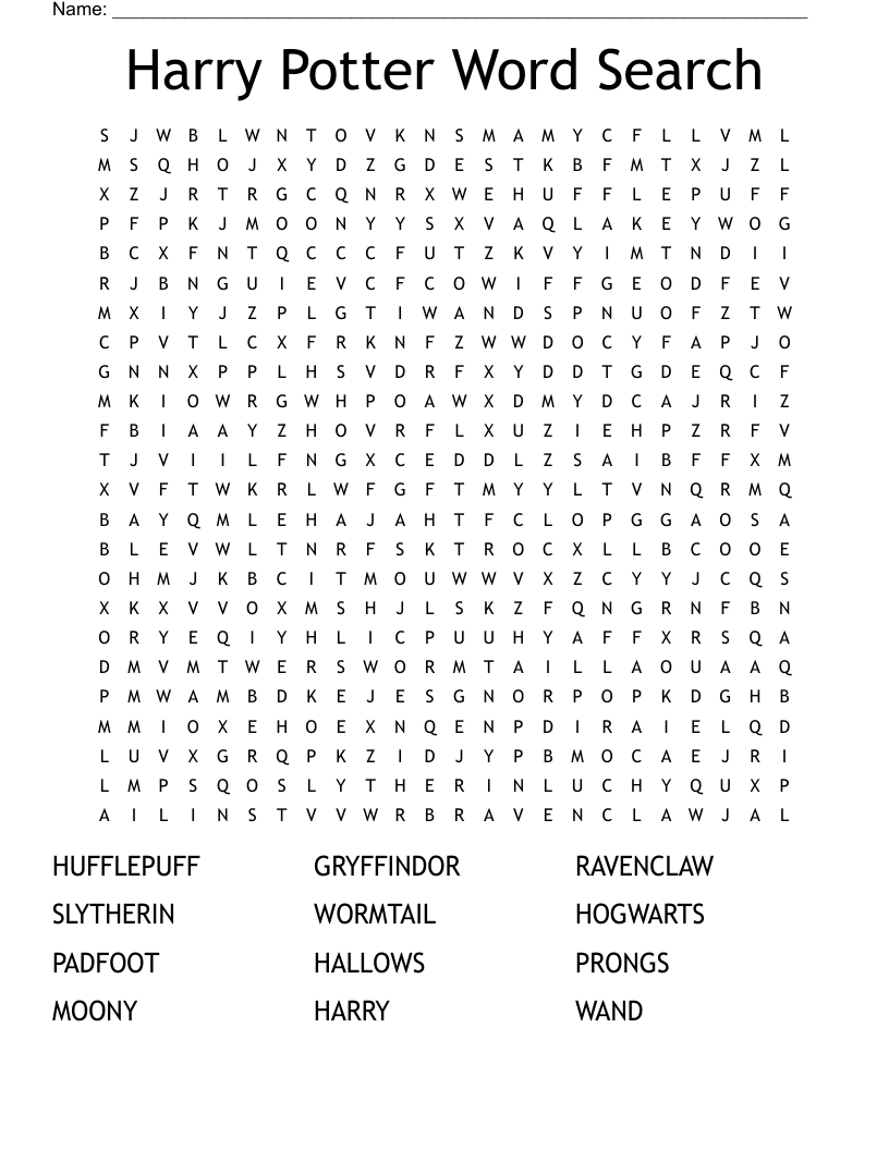Harry Potter Word Search