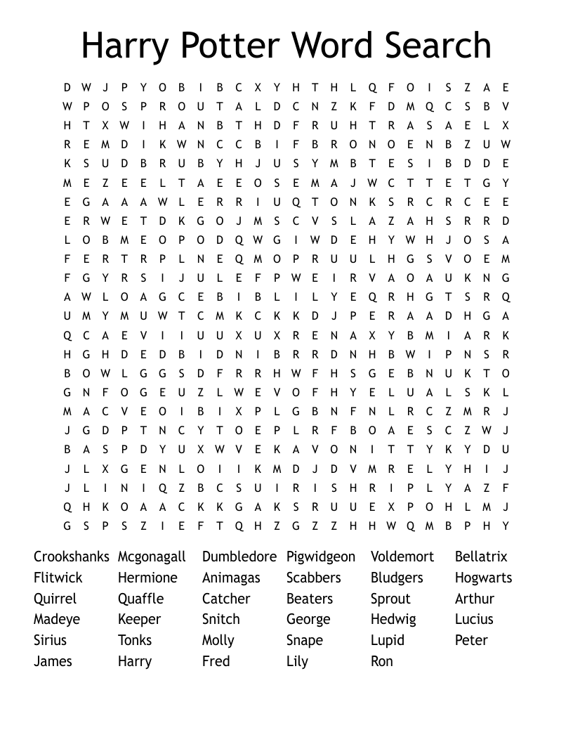 Harry Potter Word Search