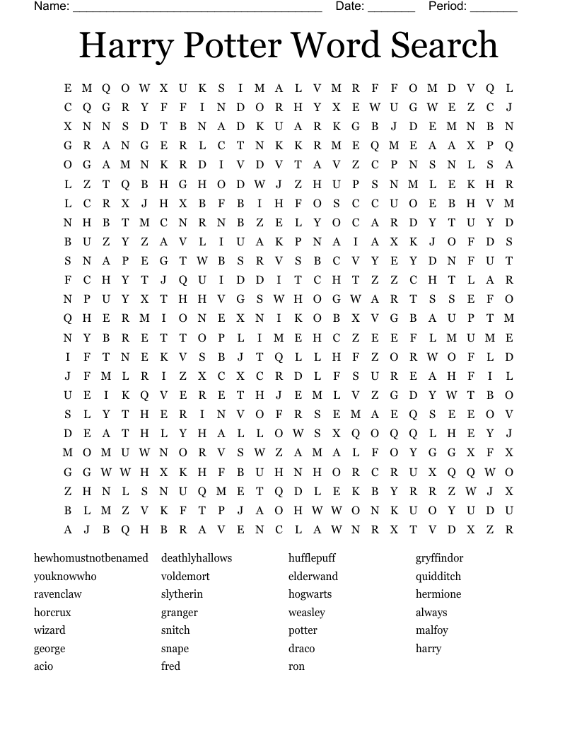 Harry Potter Word Search