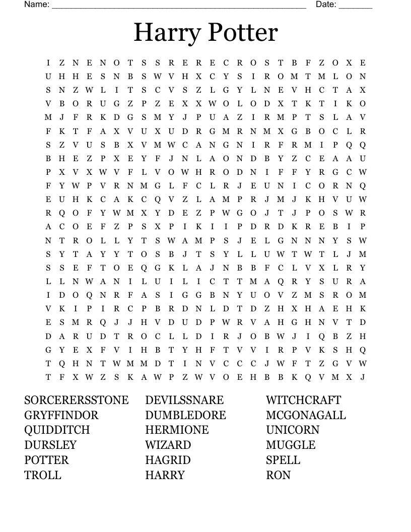 Harry Potter  Word Search