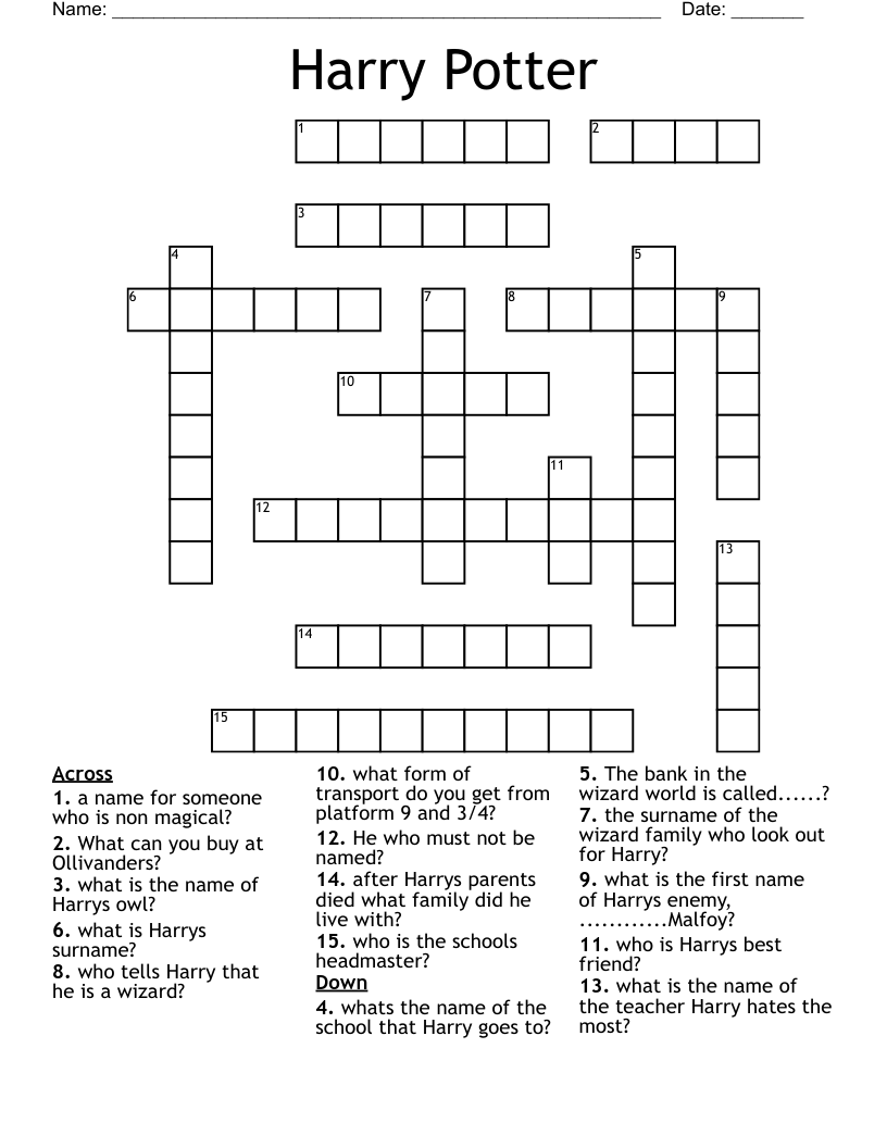 Harry Potter  Crossword