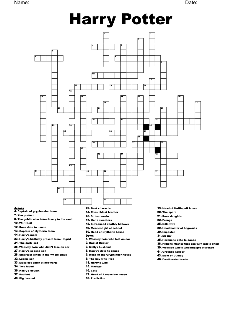 Harry Potter  Crossword