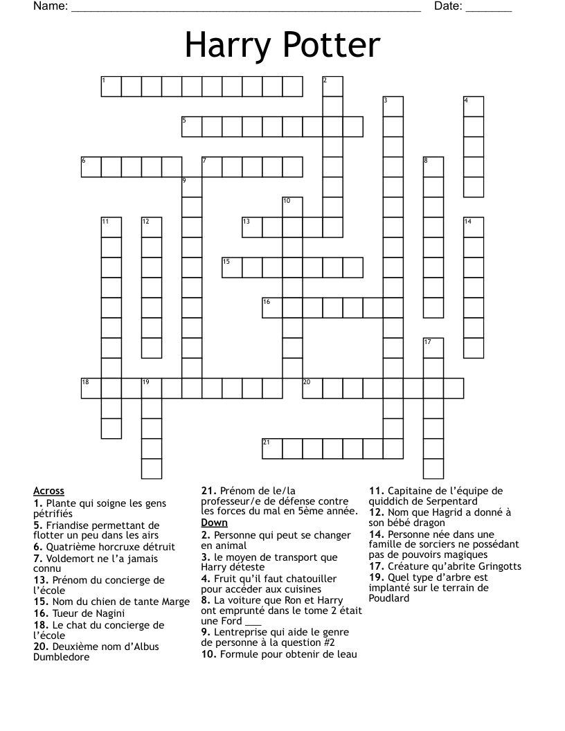 Harry Potter   Crossword
