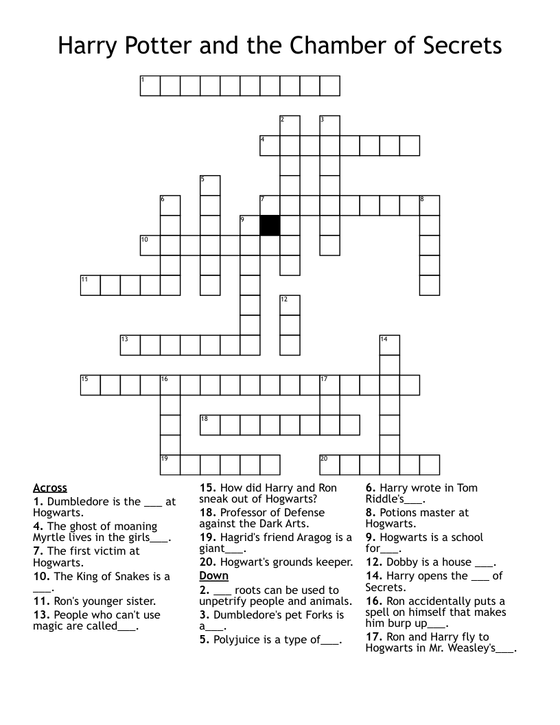 Harry Potter and the Chamber of Secrets Crossword