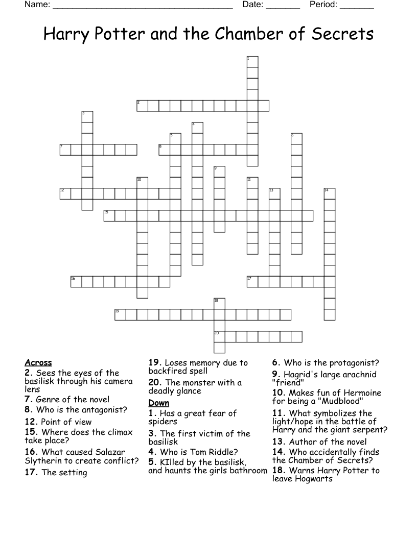 Harry Potter and the Chamber of Secrets Crossword