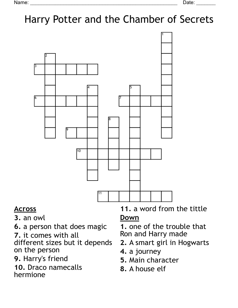 Harry Potter and the Chamber of Secrets Crossword
