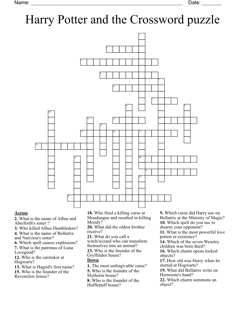 Harry Potter and the Crossword puzzle