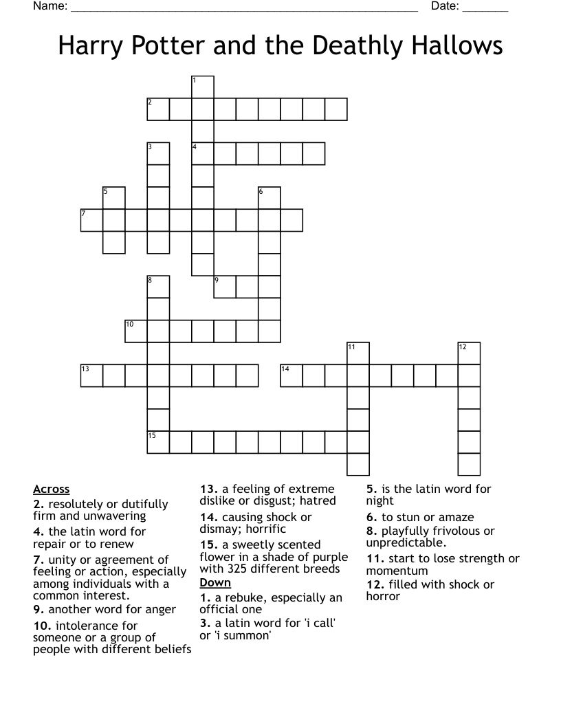 Harry Potter and the Deathly Hallows Crossword