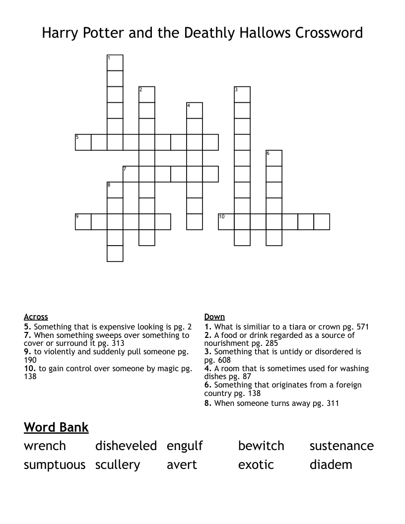 Harry Potter and the Deathly Hallows Crossword