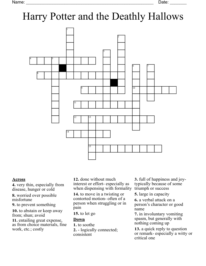 Harry Potter and the Deathly Hallows  Crossword