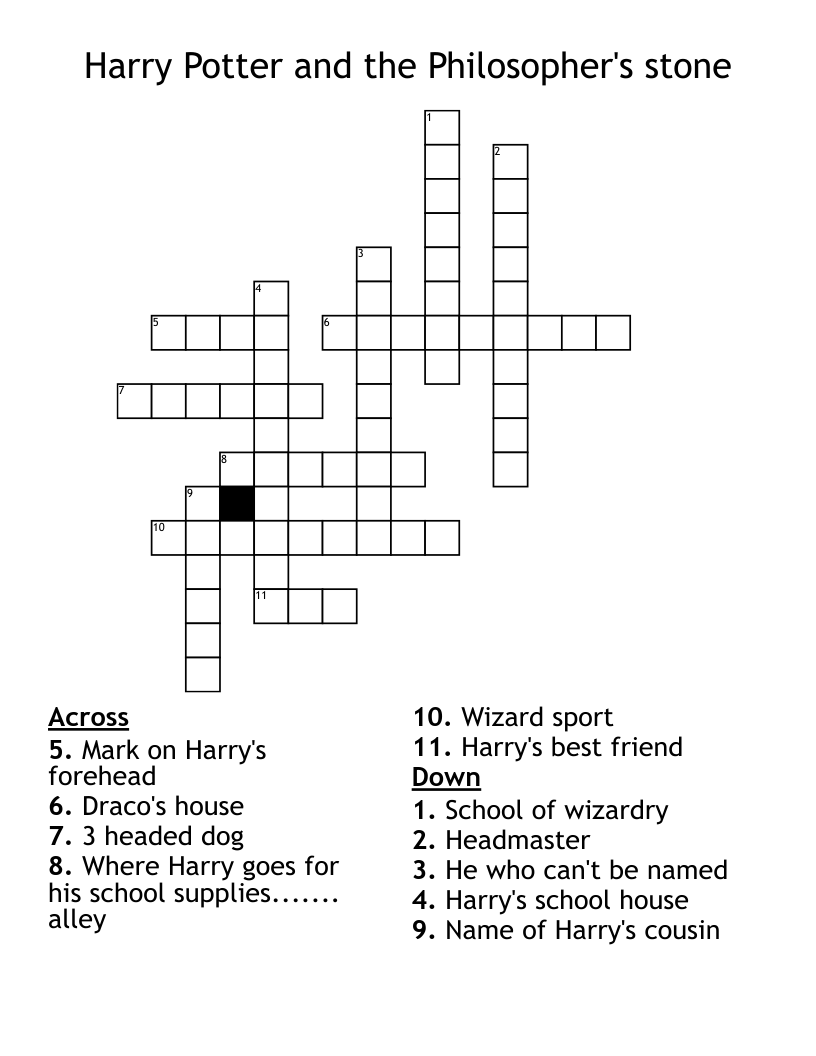 Harry Potter and the Philosopher's stone Crossword