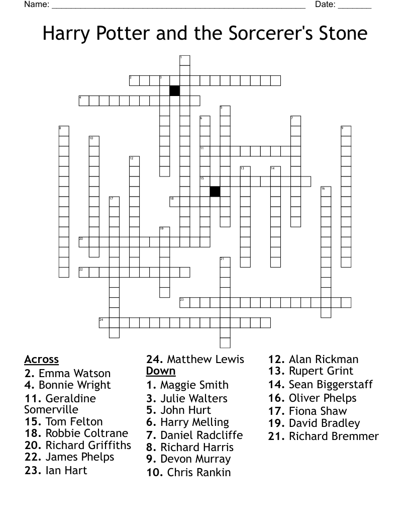 Harry Potter and the Sorcerer's Stone Crossword
