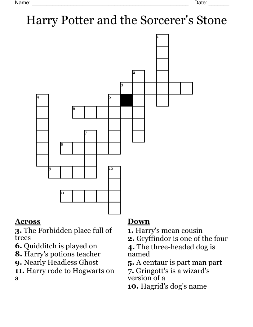 Harry Potter and the Sorcerer's Stone Crossword
