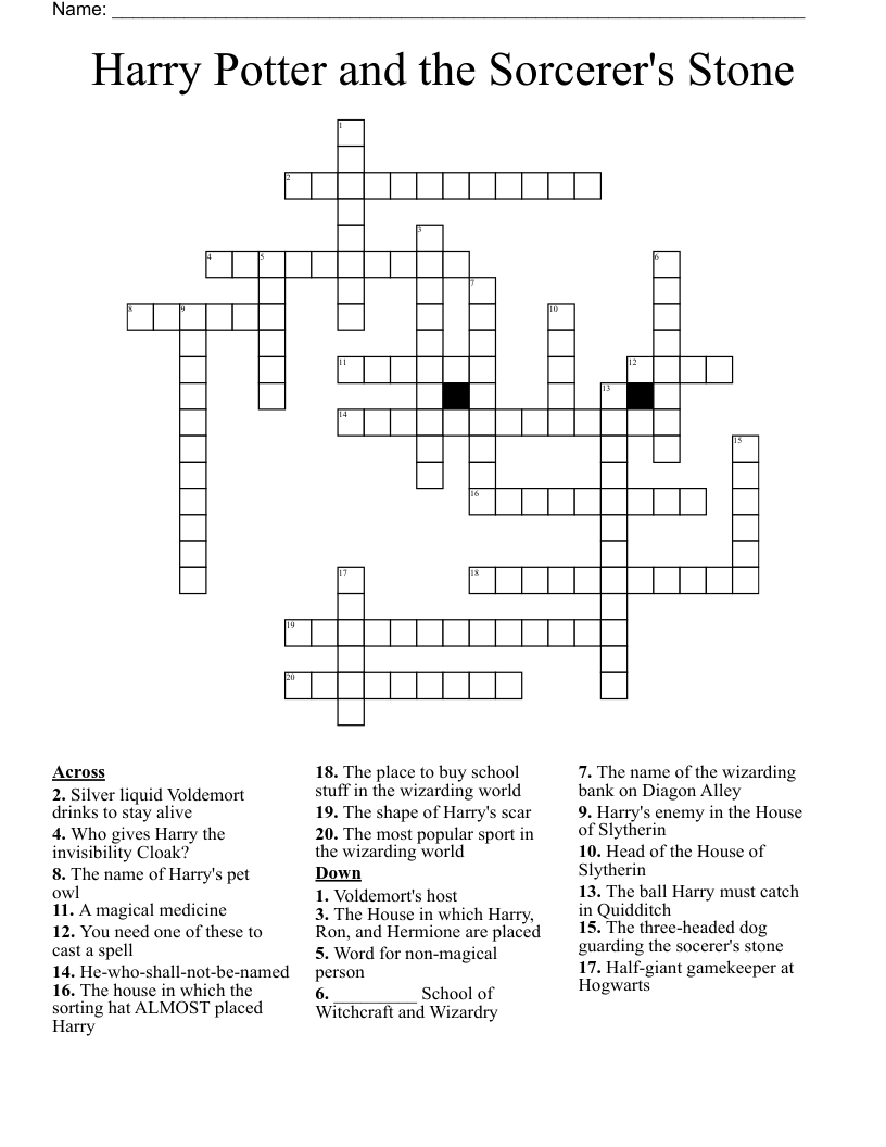 Harry Potter and the Sorcerer's Stone Crossword