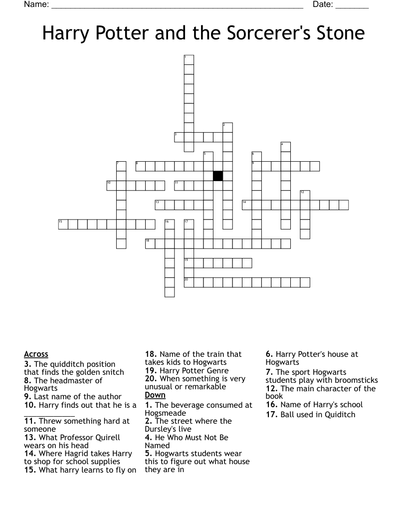 Harry Potter and the Sorcerer's Stone Crossword