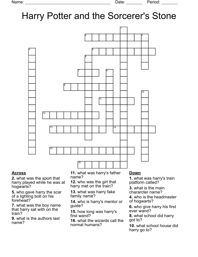 Harry Potter and the Sorcerer's Stone  Crossword