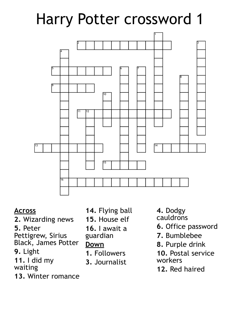 Harry Potter crossword 1