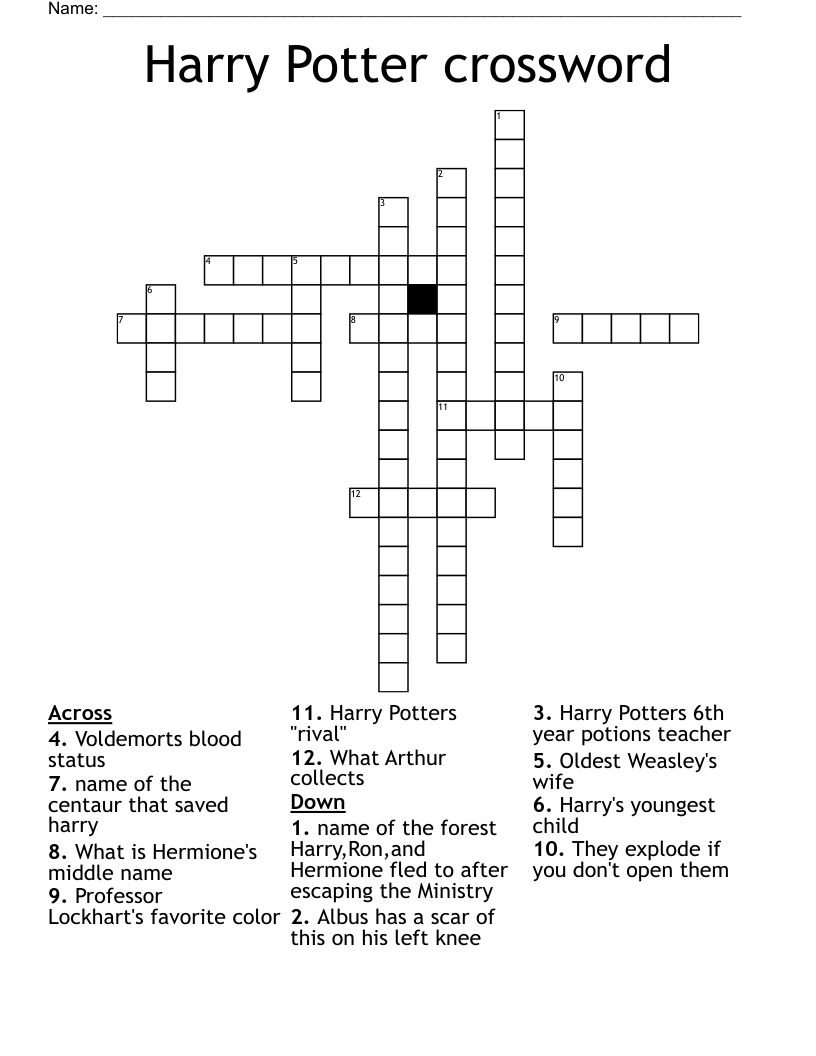Harry Potter crossword
