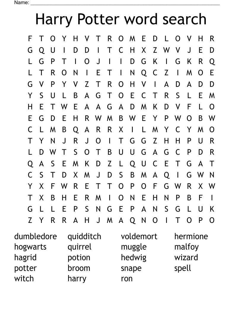 Harry Potter word search