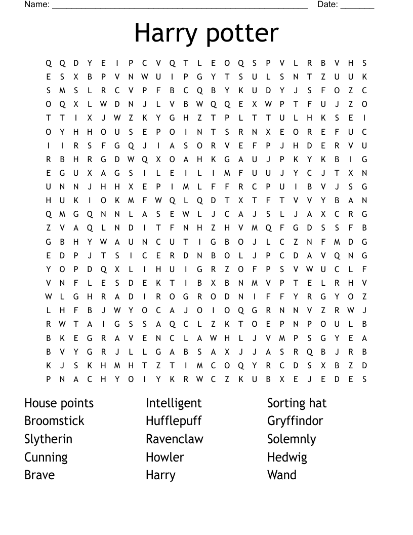 Harry potter Word Search