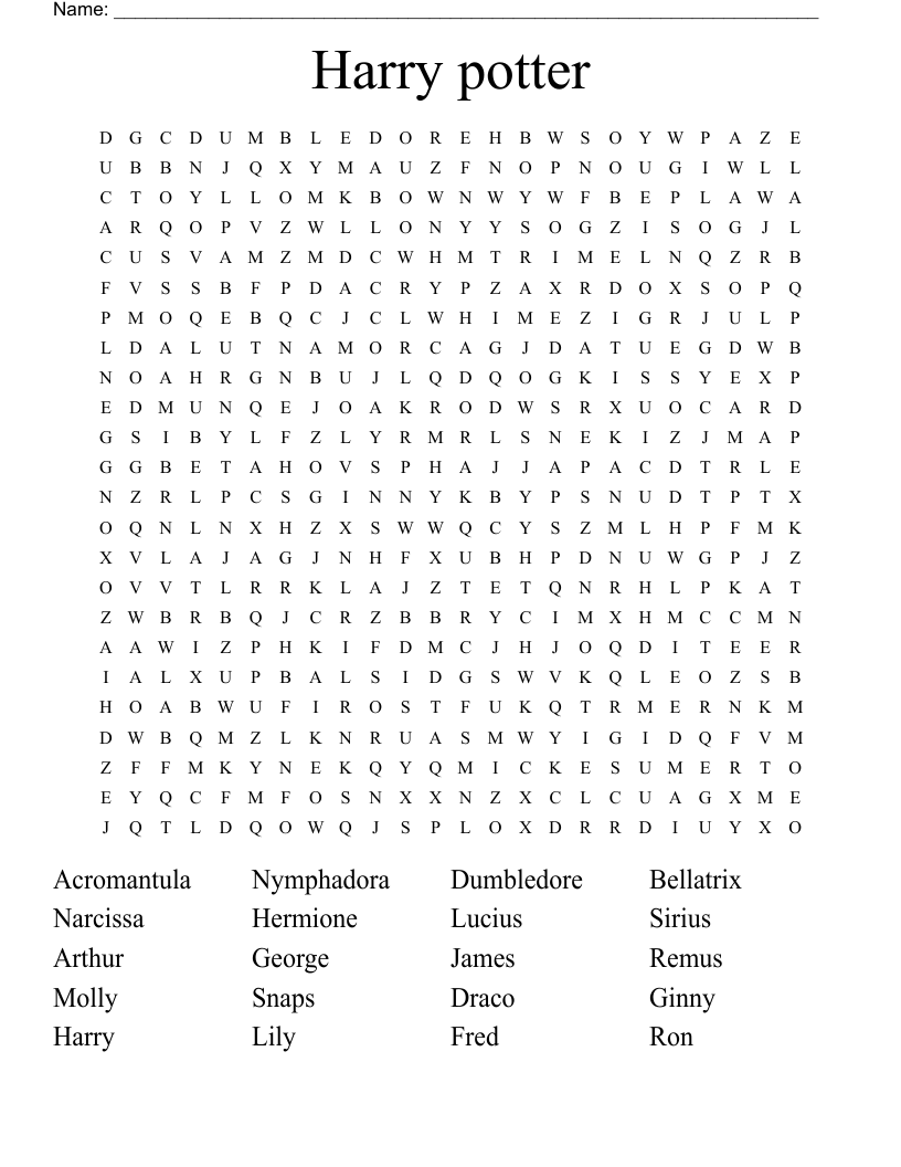Harry potter Word Search