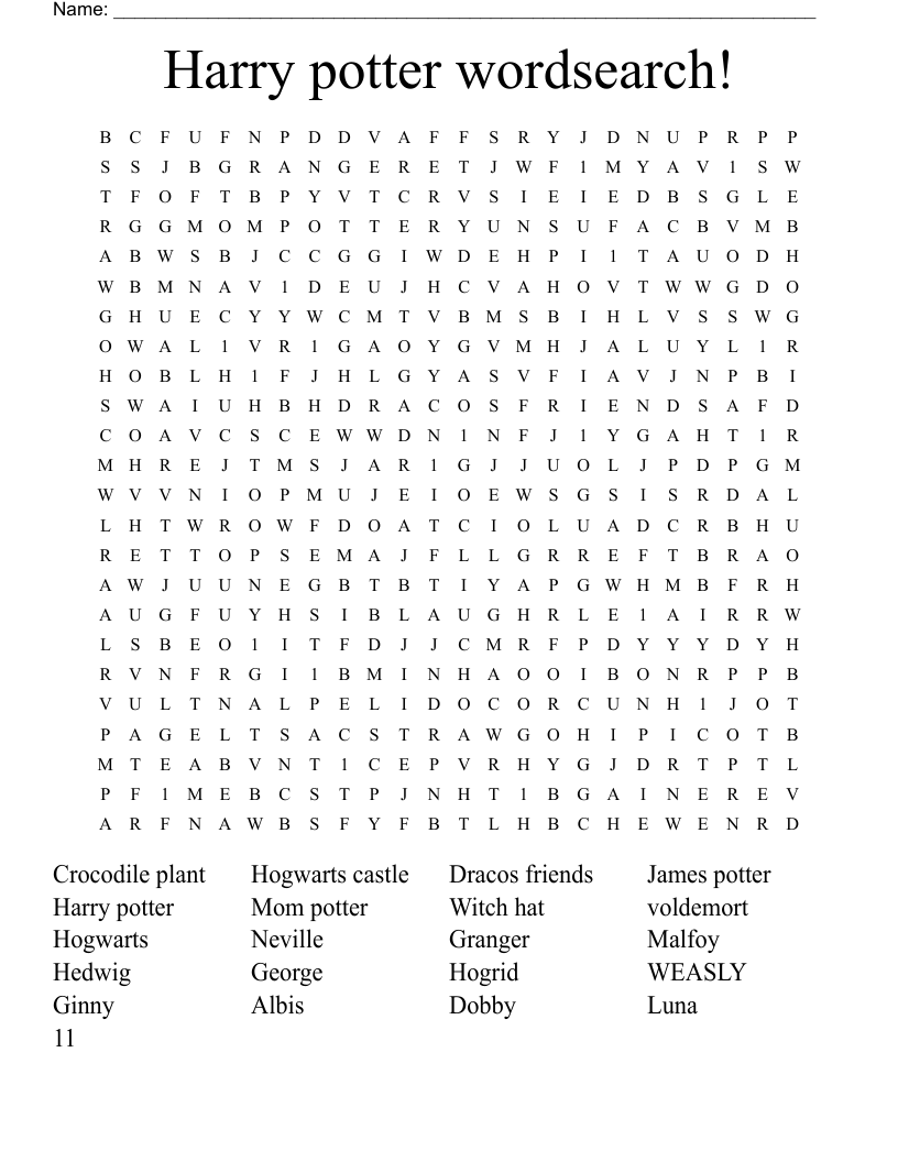 Harry potter  wordsearch!