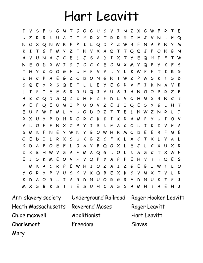 Hart Leavitt Word Search