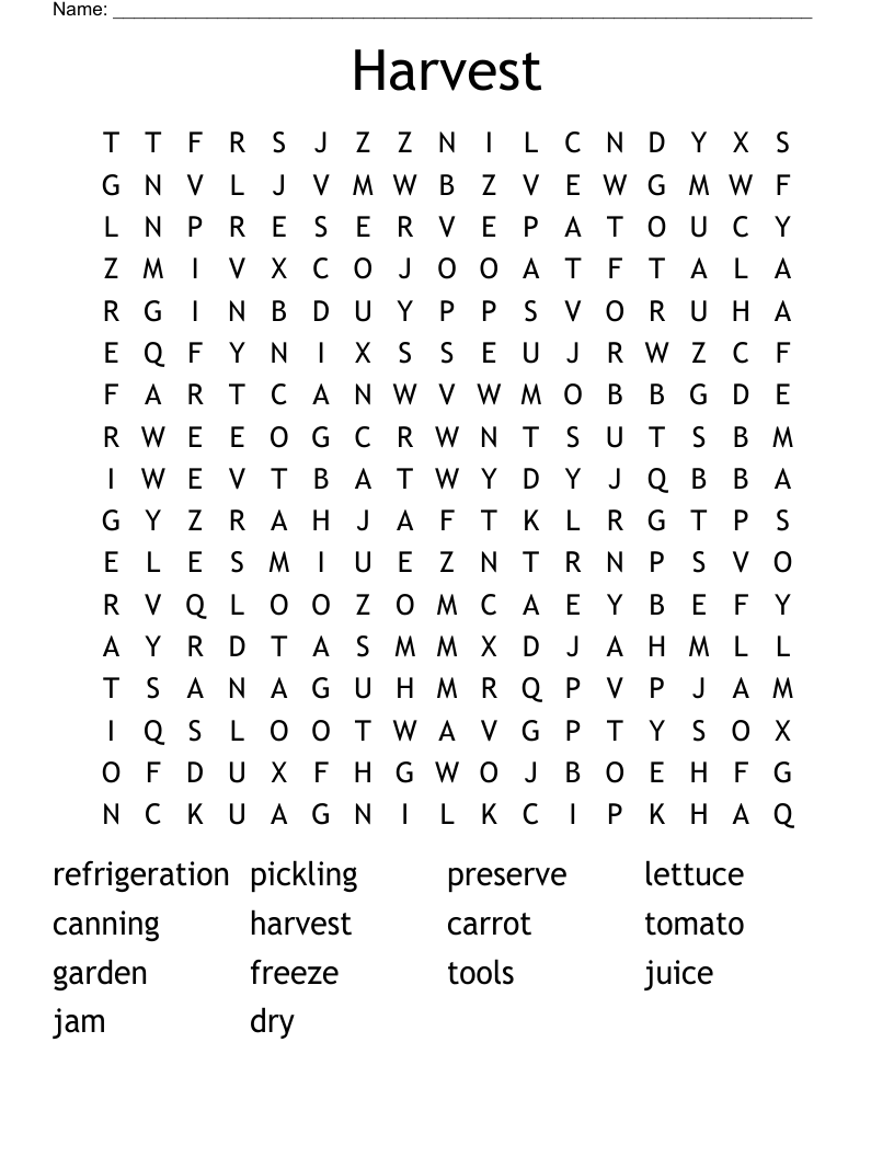 Harvest Word Search