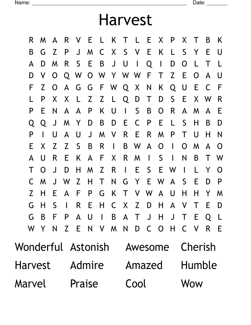 Harvest Word Search