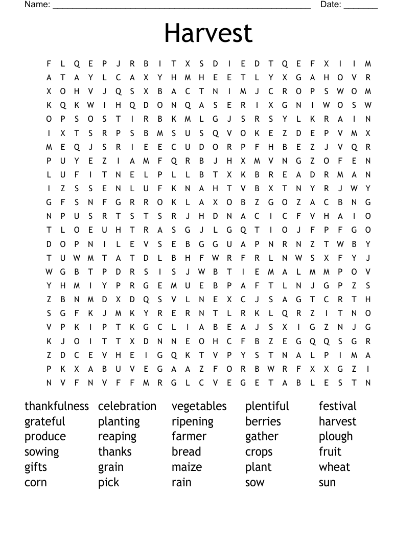 Harvest Word Search