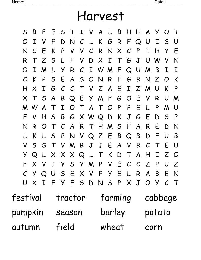 Harvest Word Search
