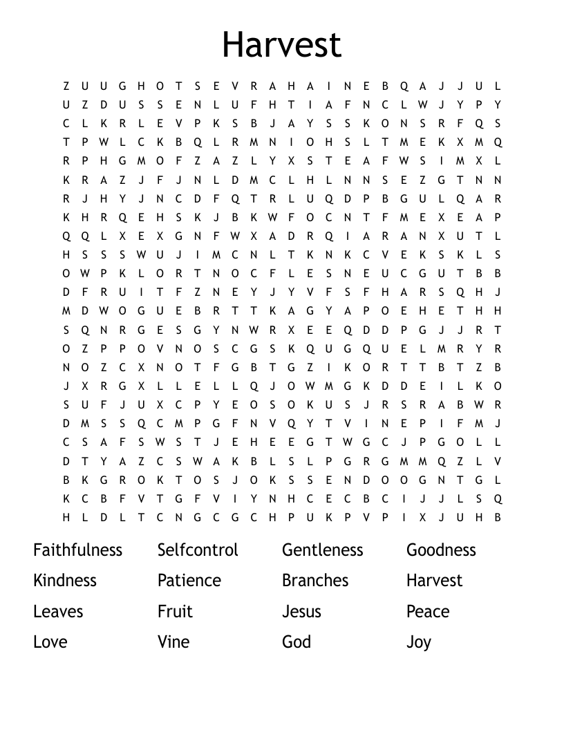 Harvest Word Search