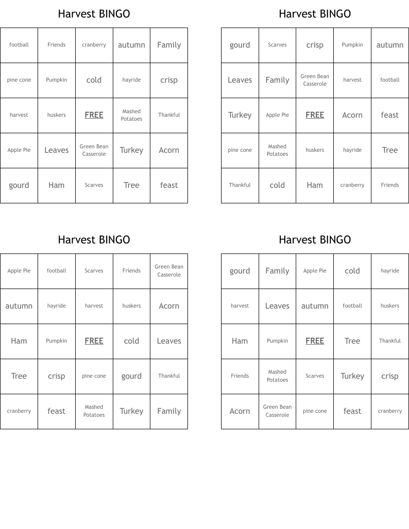 Harvest BINGO