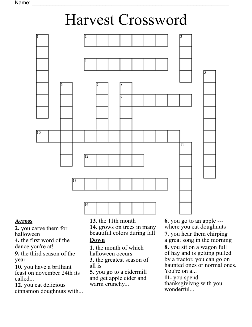 Harvest Crossword