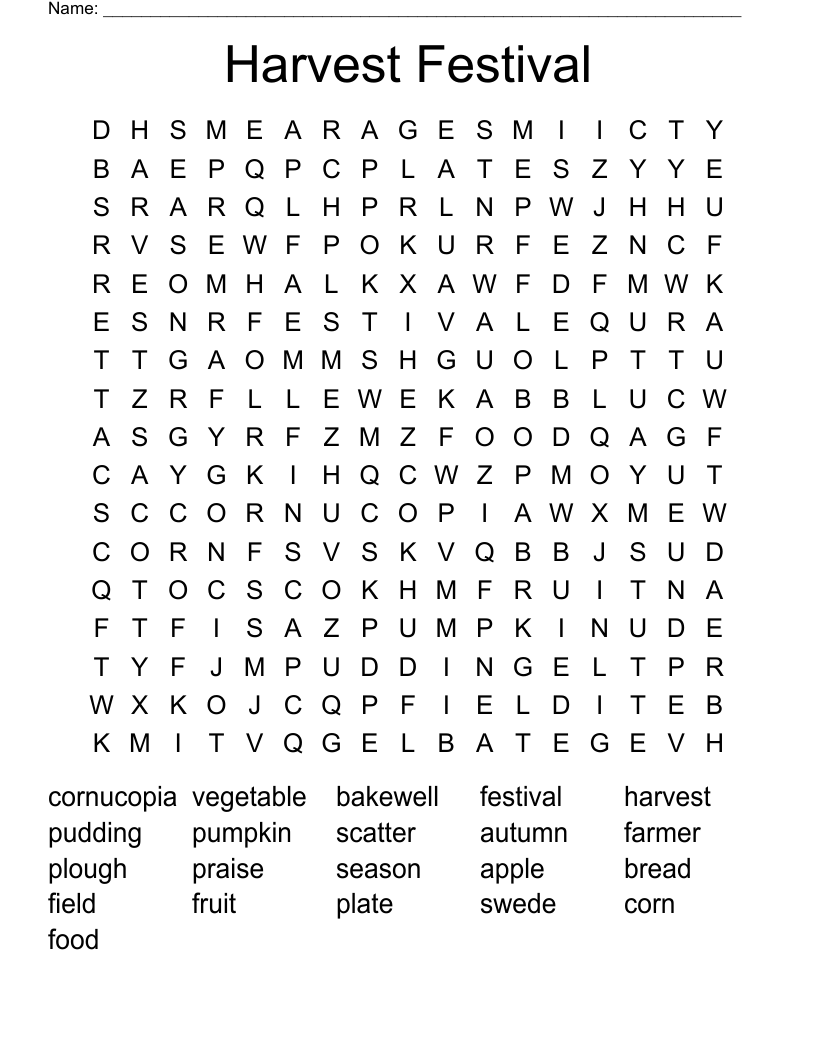 Harvest Festival Word Search