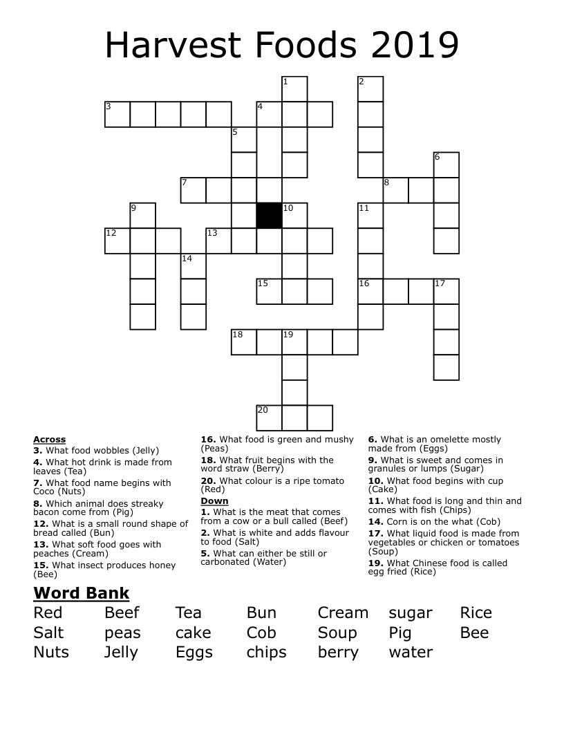 Harvest Foods 2019 Crossword