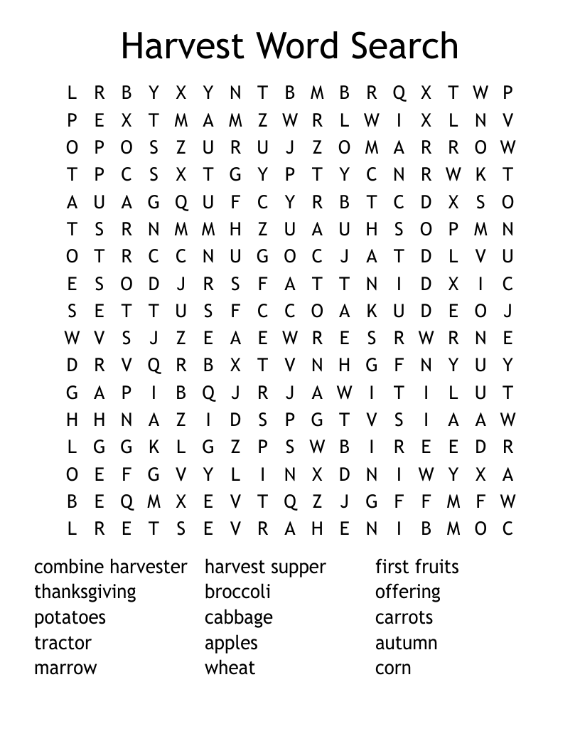 Harvest Word Search