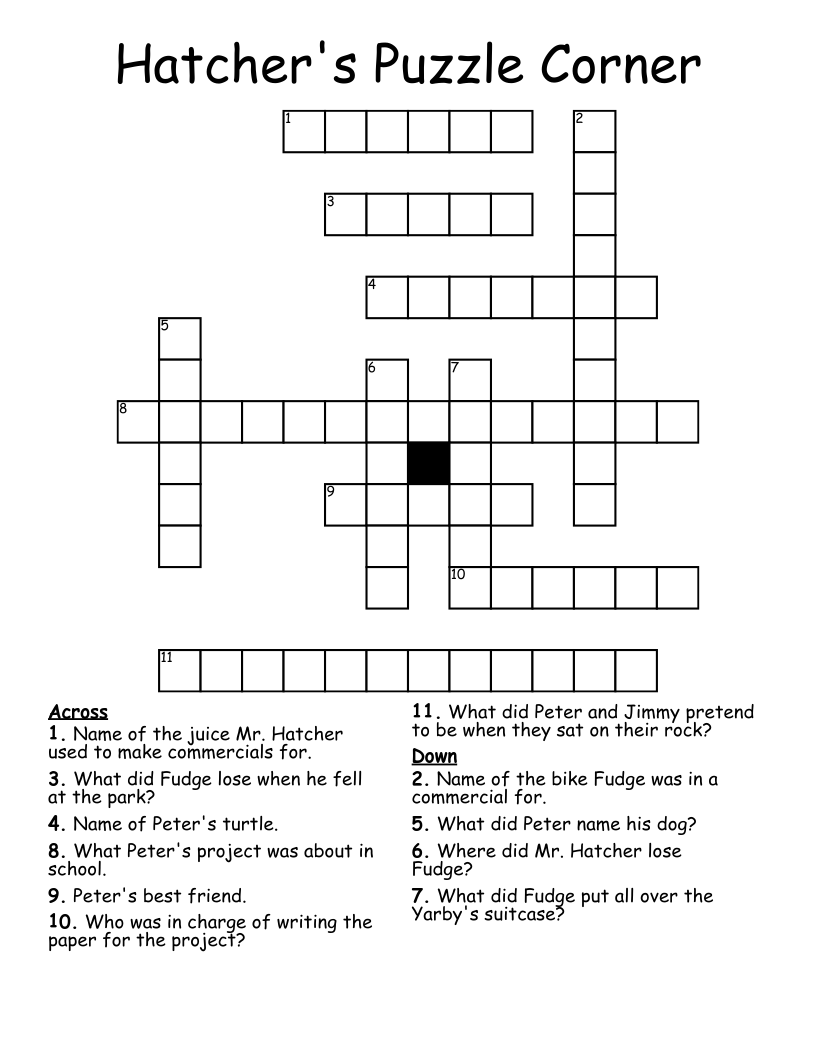 Hatcher's Puzzle Corner Crossword