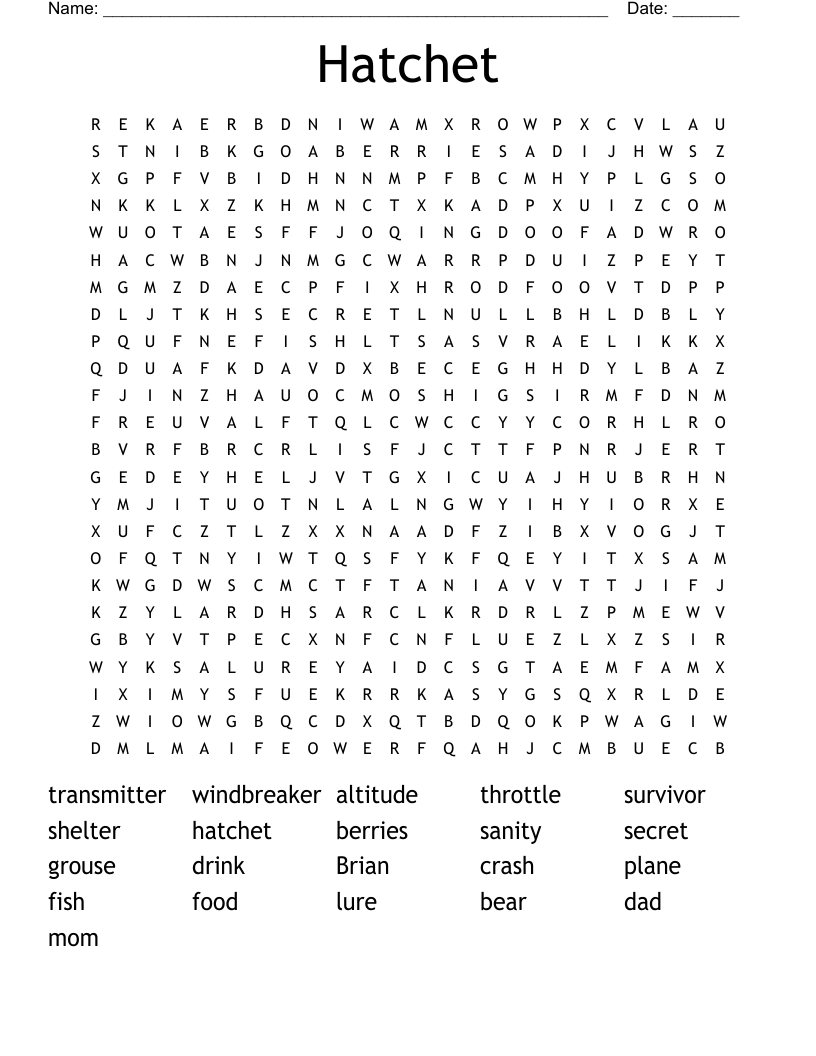 Hatchet Word Search