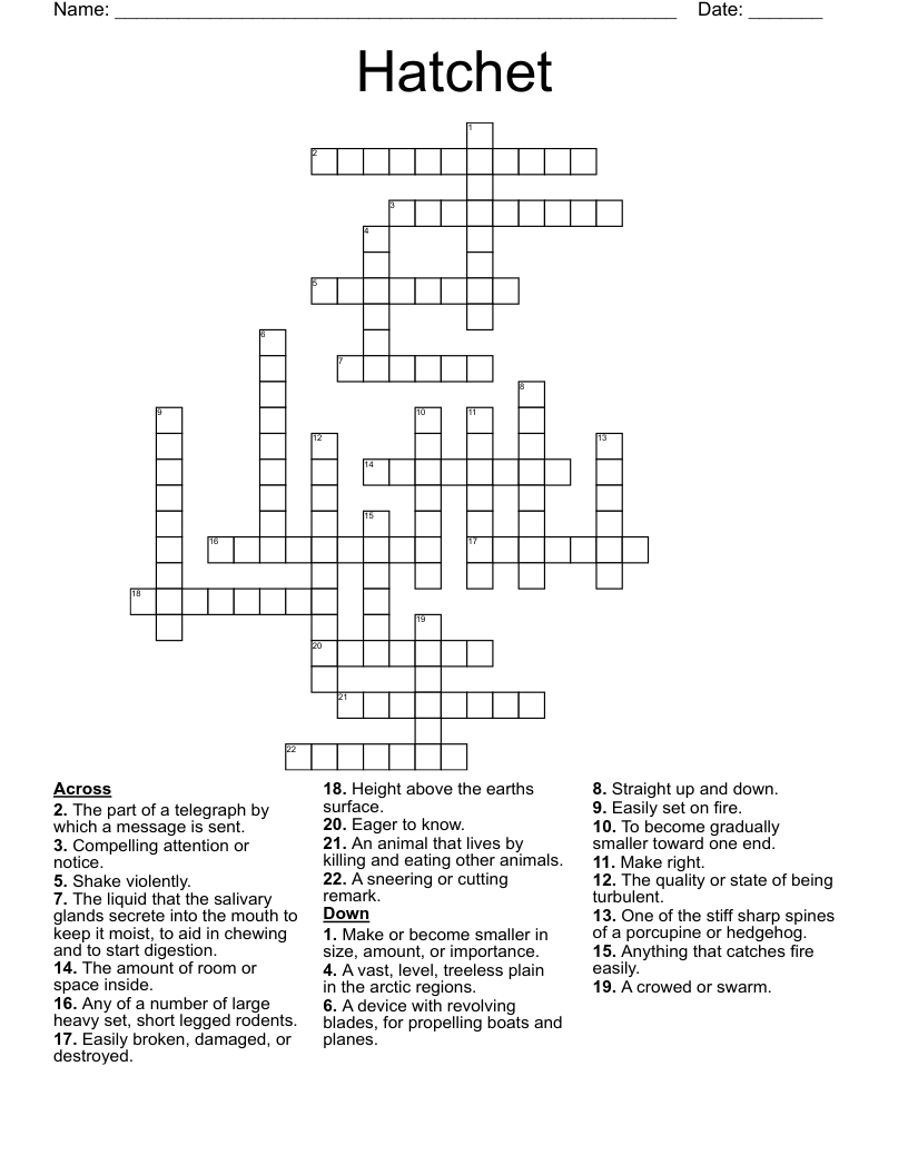 Hatchet Crossword